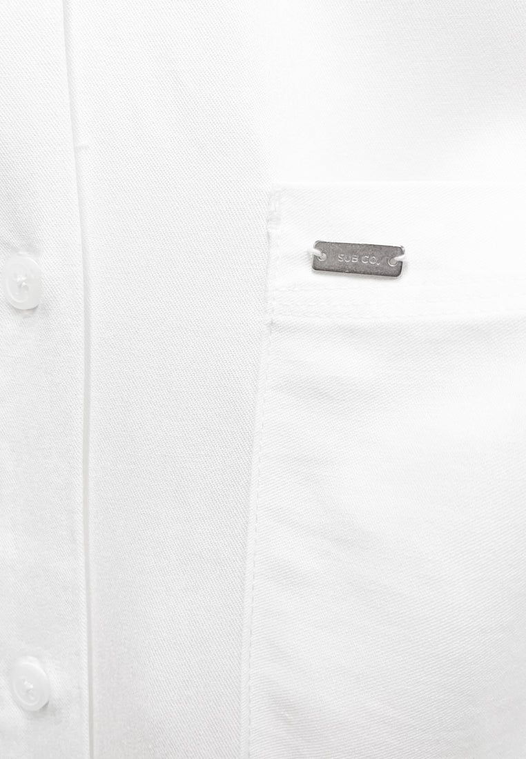 Women Long-Sleeve Shirt Dress - White - S3W652