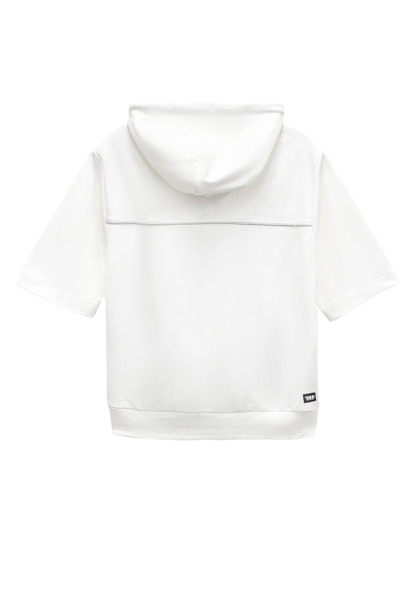 Women Short-Sleeve Sweatshirt Hoodies - White - S3W708