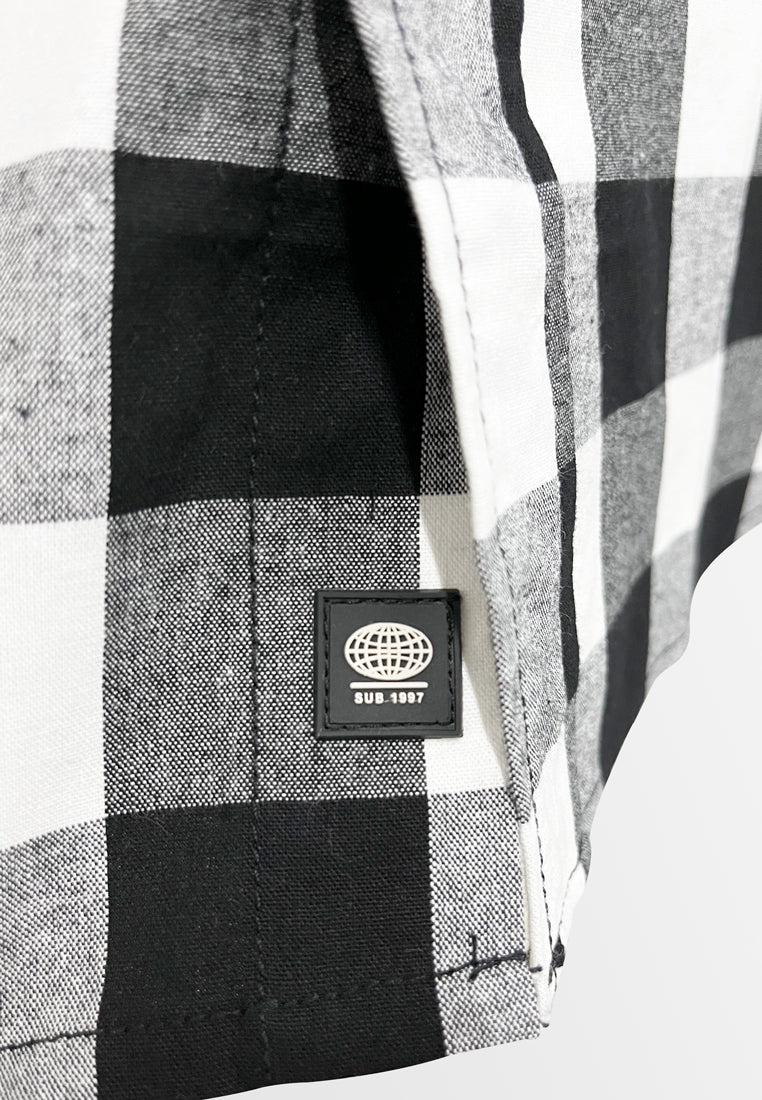 Men Grid Long-Sleeve Shirt - Black - S3M567
