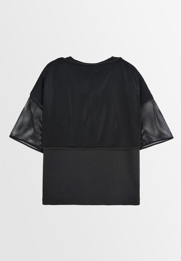 Women Short-Sleeve Fashion Tee - Black - 410001