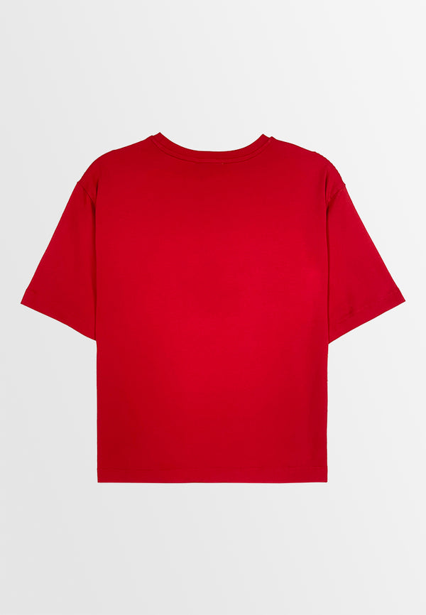 Women Short-Sleeve Fashion Tee - Red - 410038