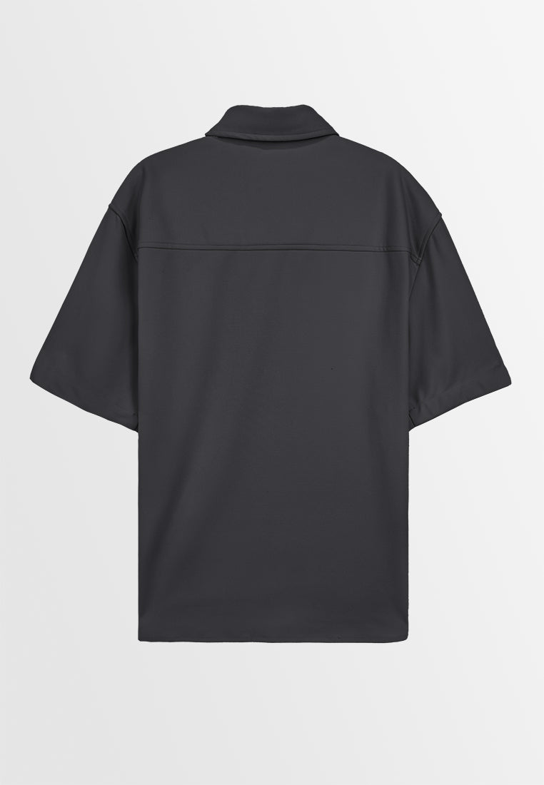 Men Short-Sleeve Oversized Polo Shirt - Black - 410079