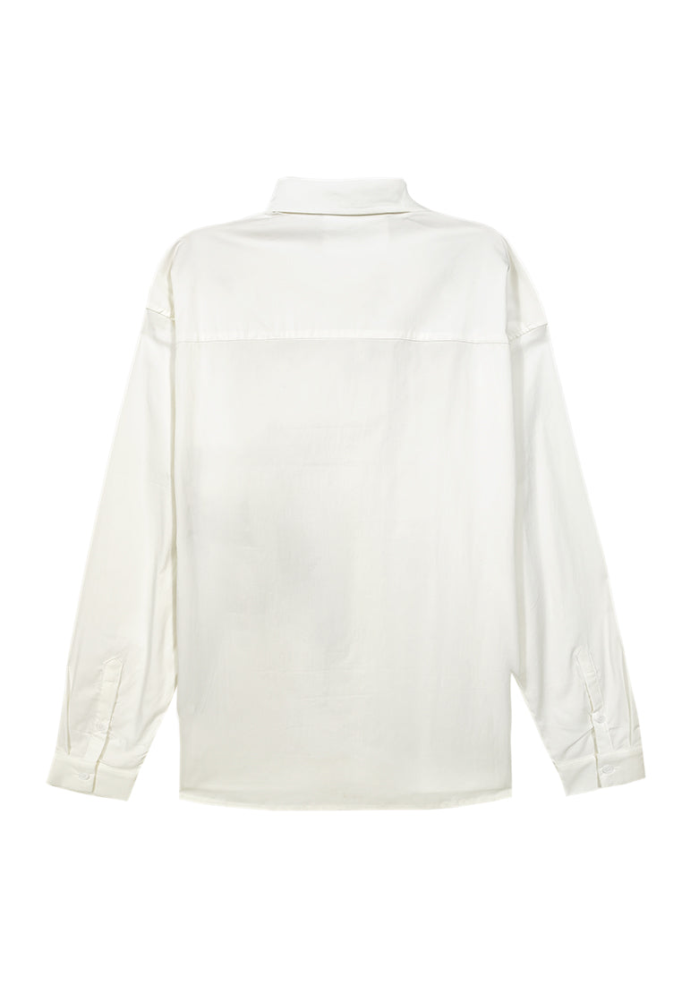 Men Oversized Long-Sleeve Shirt - White - H2M645