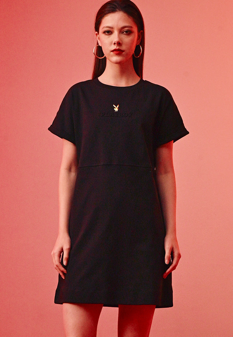 playboy shirt dress Playboy x Missguided Oversized Black Graphic T-Shirt Dress Women's LARGE