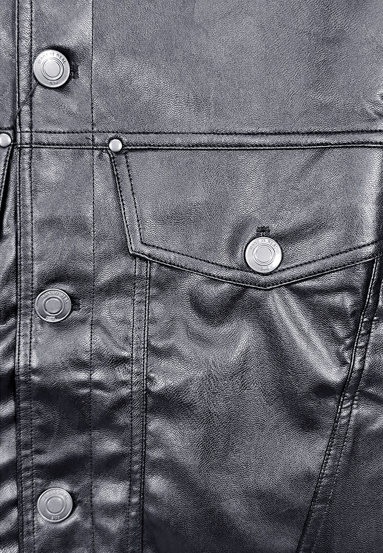 Men Leather Jacket - Black - M3M890