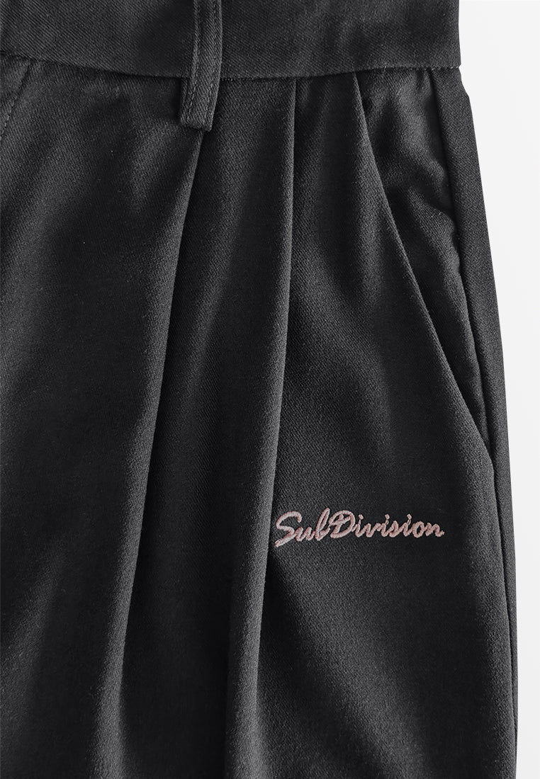 Women Woven Cropped Culotte Pants - Black - 510041