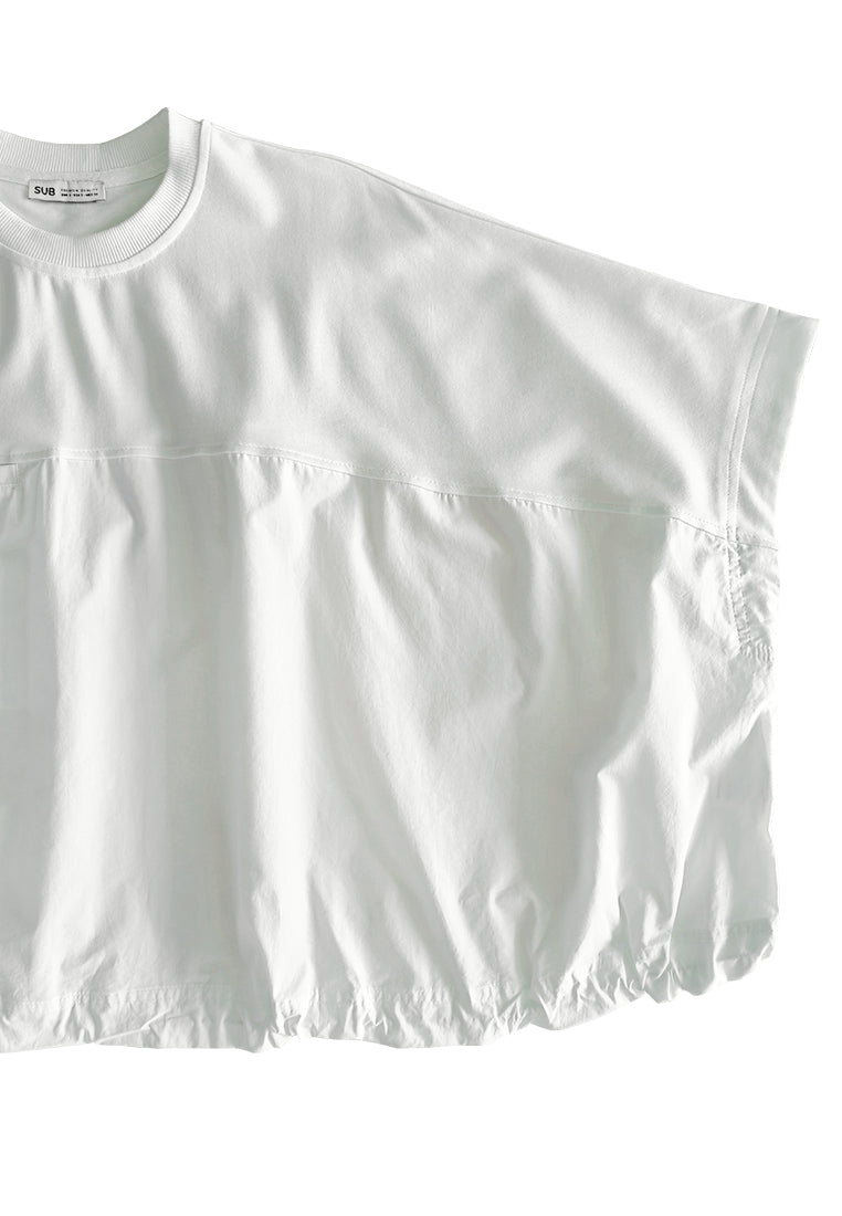 Women Sleeveless Oversized Fashion Tee - White - 510152