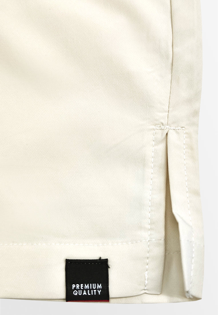 Men Oversized Short-Sleeve Shirt - Light Beige - 410087
