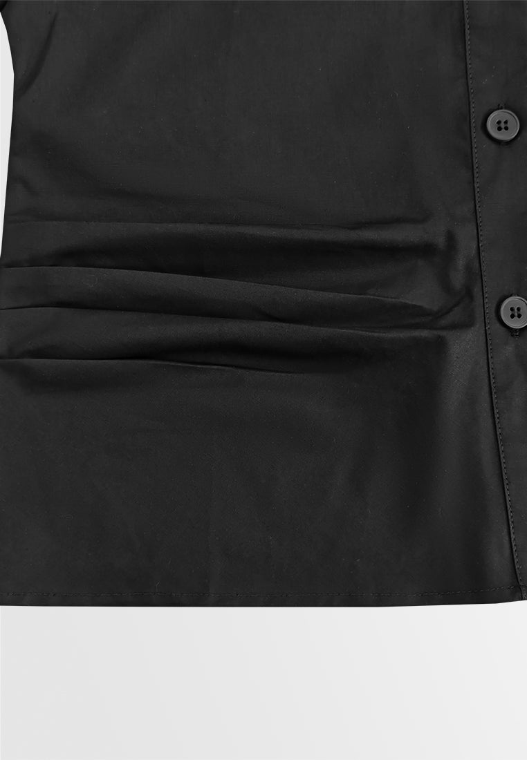 Women Short Sleeve Blouse - Black - 610445