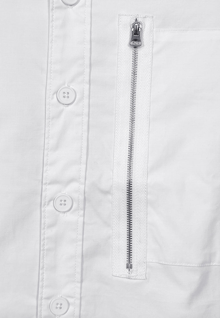 Men Oversized Long-Sleeve Shirt - White - S3M748