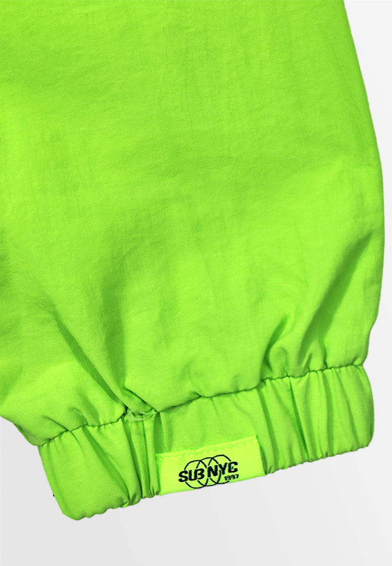 Men Nylon Bomber Jacket - Neon Green - H2M720