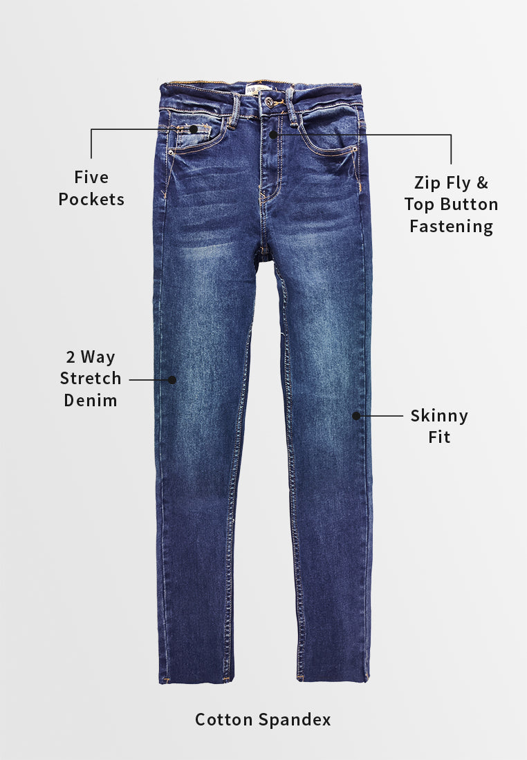 Women Skinny Fit Long Jeans - Dark Blue - 310059