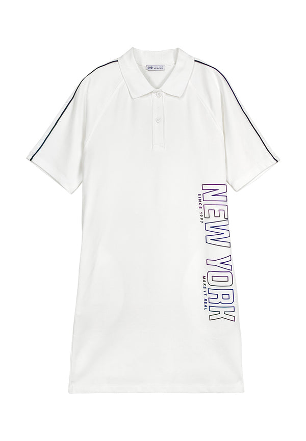 Women Polo T-Dress - White - 310212