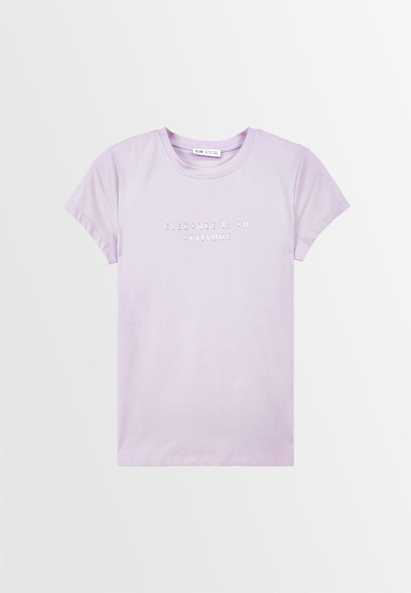 Women Short-Sleeve Graphic Tee - Purple - F3W894