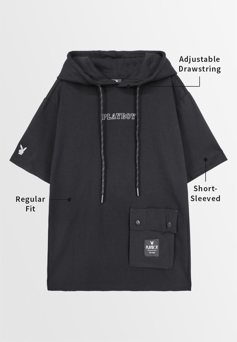 Playboy x SUB Men Short-Sleeve Sweatshirt Hoodie - Black - 410160