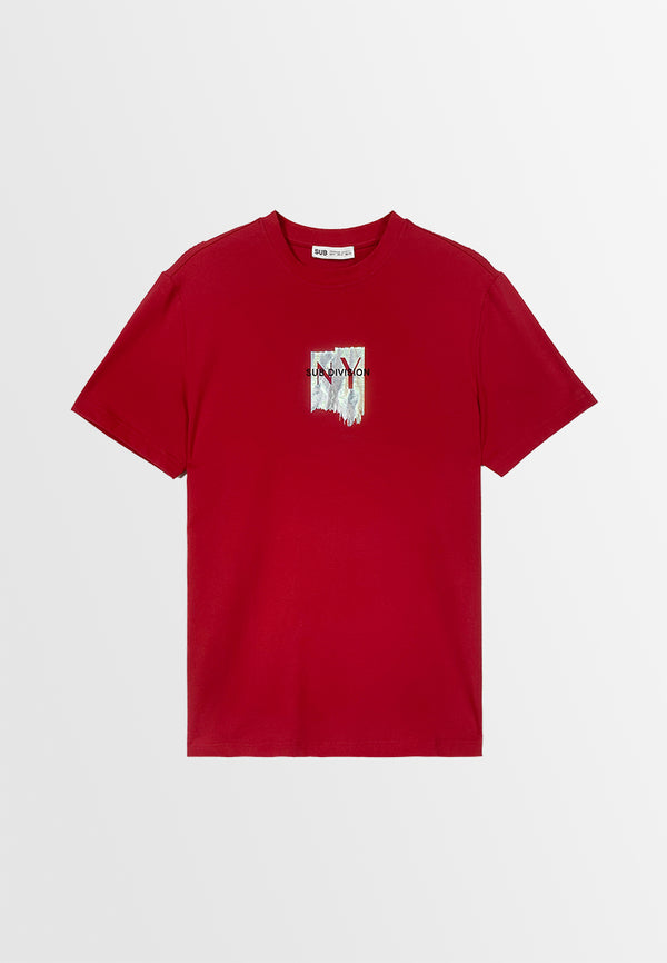 Men Short-Sleeve Graphic Tee - Red - 410027
