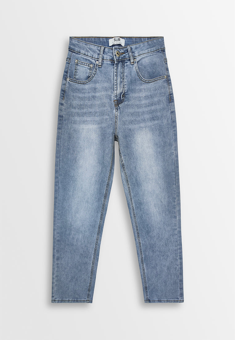 Men Straight Cut Long Jeans Light Blue 410199