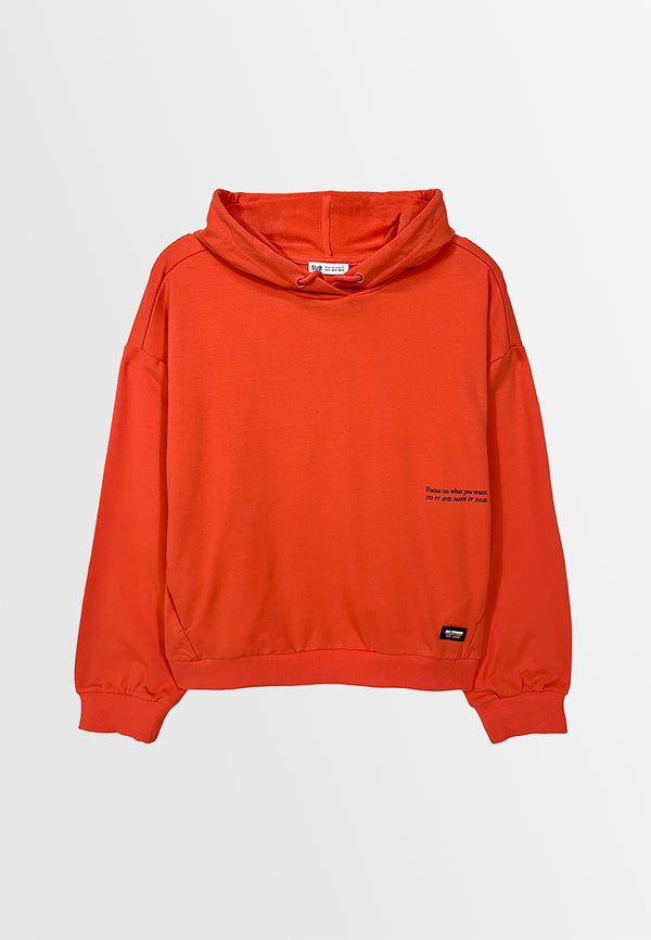 Women Long-Sleeve Sweatshirt Hoodies - Orange - M3W767