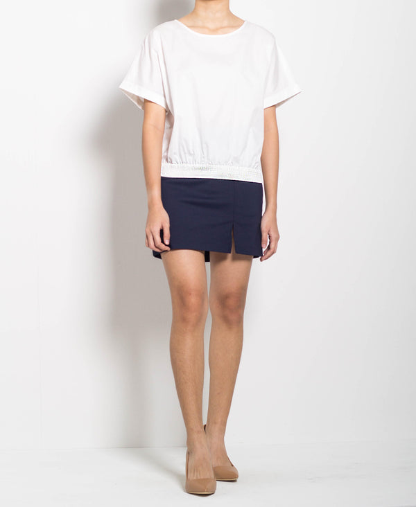 Women Short Sleeve Blouse - White - F0W508