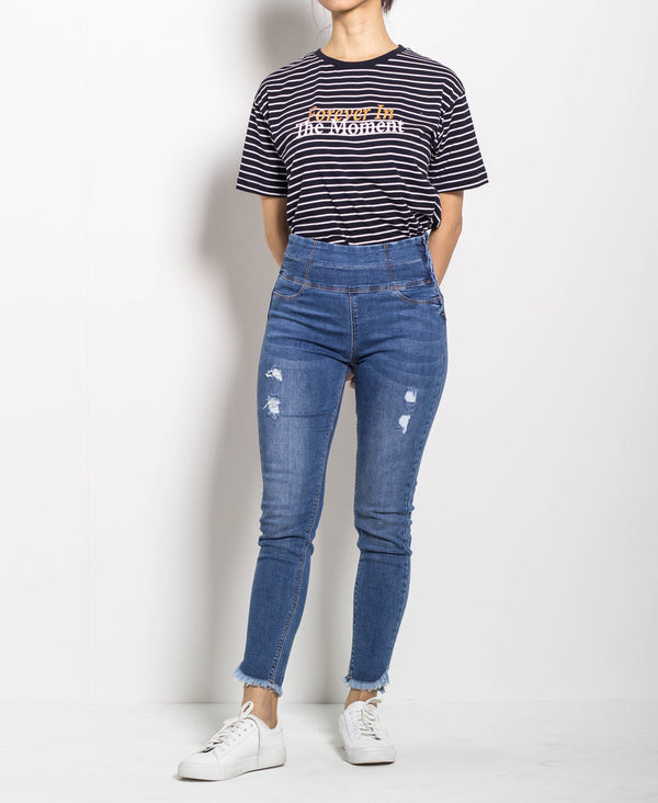 Women Long Mid Rise Skinny Fit Jeans - Blue - M0W520