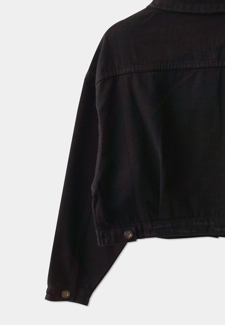 Women Denim Jacket - Black - M1W007