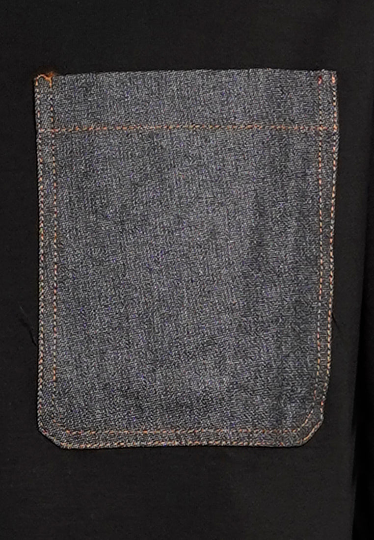 Men Short-Sleeve Woven Pocket Fashion Tee - Black - H0M727