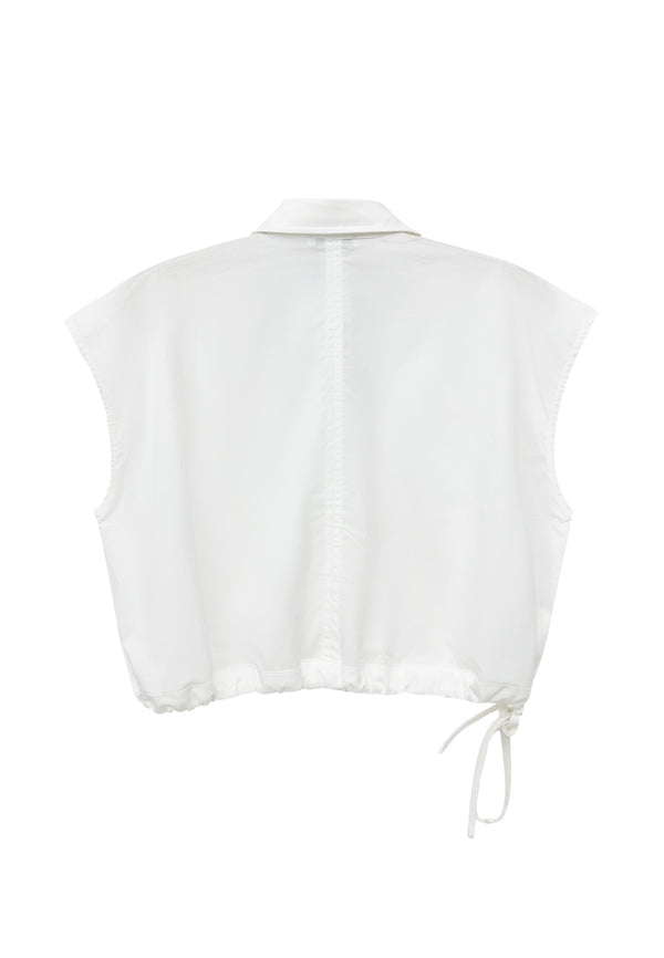 Women Sleeveness Fashion Blouse - White - H2W664