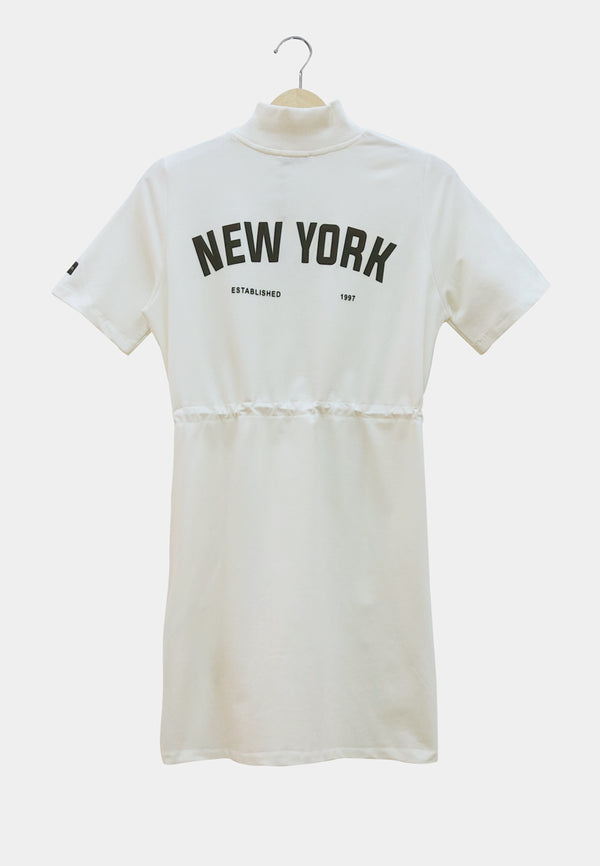 Women T-Shirt Dress - White - H1W231