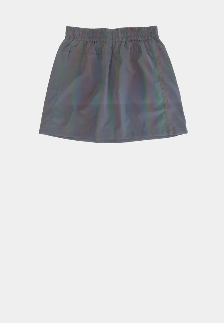 Women Reflective Effect Short Skirt - Grey - H1W223