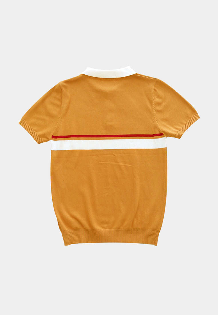 Men Short-Sleeve Knit Polo Tee  - Orange - H1M230