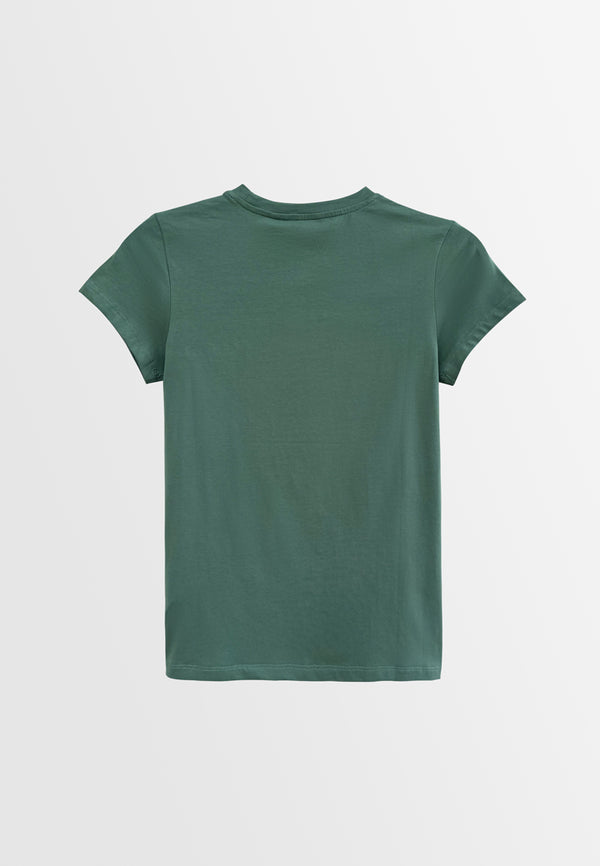 Women Short-Sleeve Basic Tee - Dark Green - S3W637