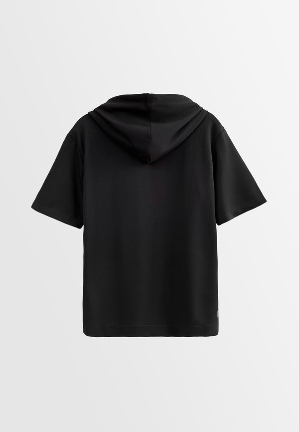 Men Short-Sleeve Sweatshirt Hoodie - Black - H2M457