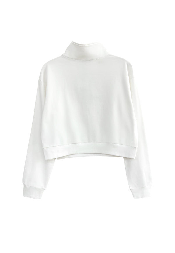 Women Turtleneck Long-Sleeve Sweatshirt - White - H2W528