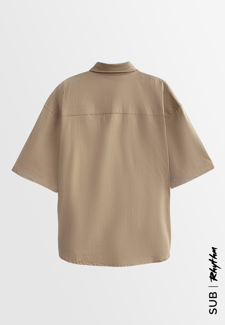 Men Oversized Short-Sleeve Shirt - Khaki - H2M523