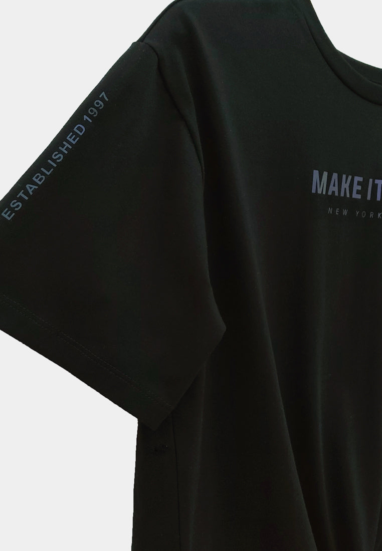 Women Short-Sleeve Fashion Tee - Black - H1W226