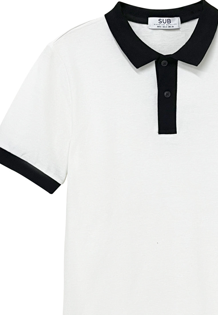 Men Short-Sleeve Polo Tee - White - S3M714