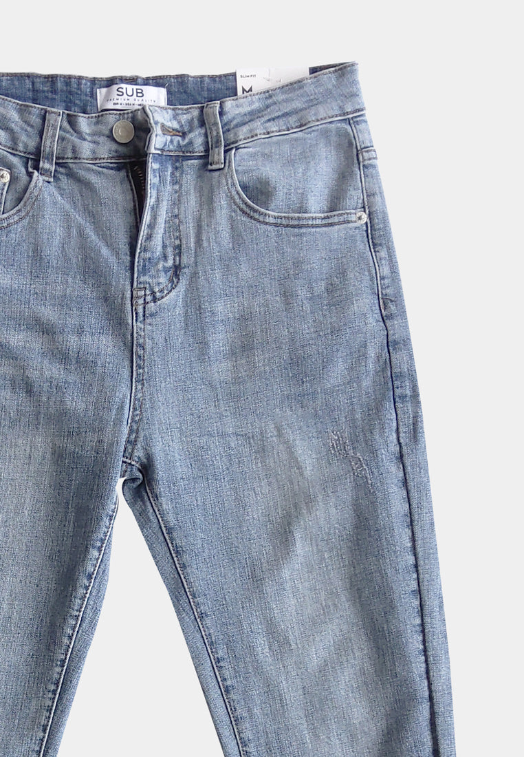 Men Slim Fit Long Jeans - Blue - H1M142