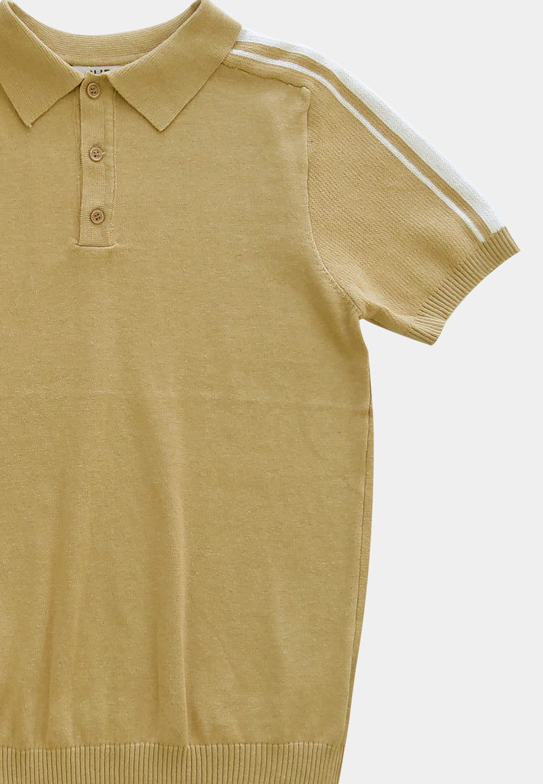 Men Short-Sleeve Knit Polo Tee - Khaki - H1M232