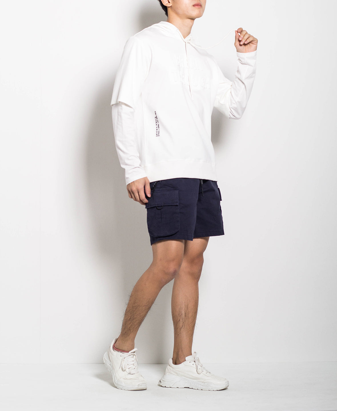 Men Hoodie Sweatshirt - White - H0M662