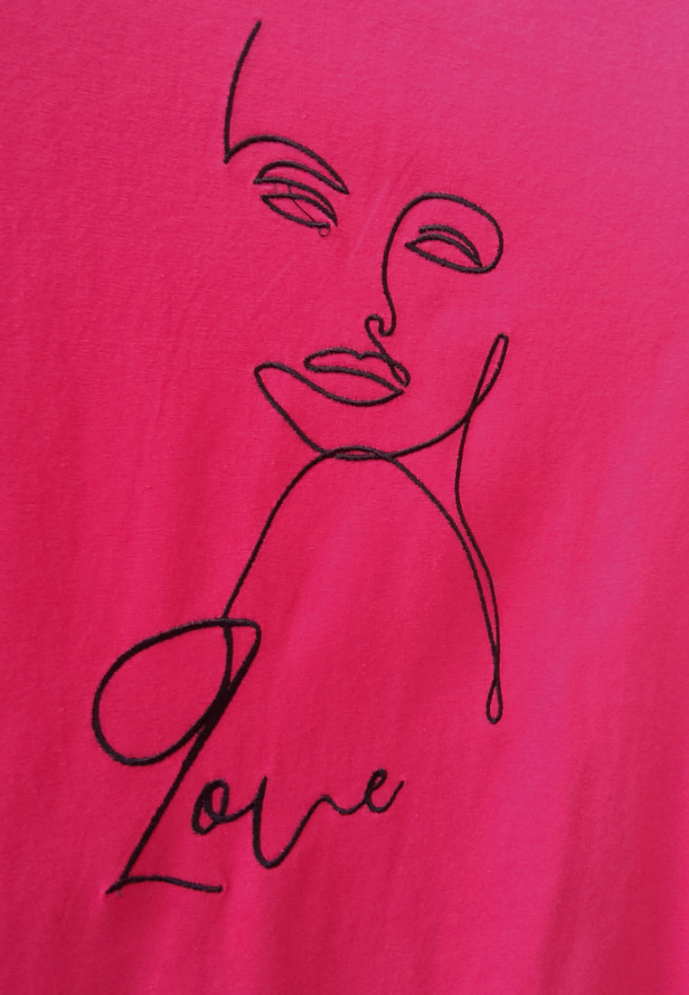 Women Short-Sleeve Graphic Tee - Pink - M2W324