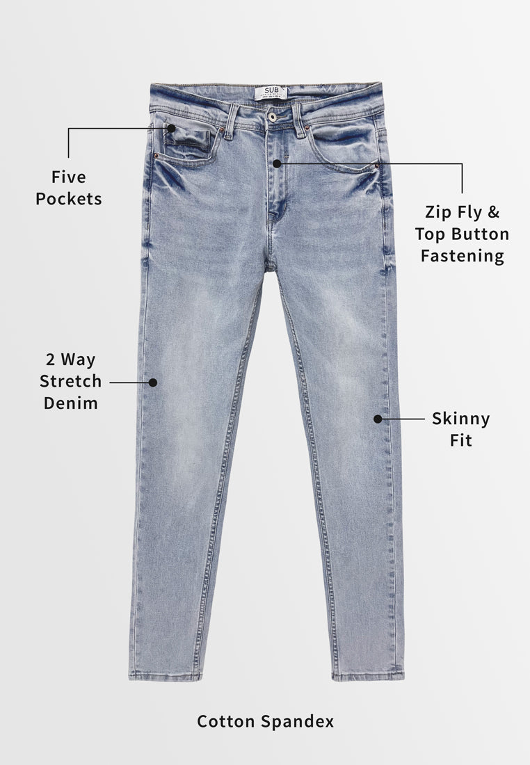 Men Skinny Fit Long Jeans - Light Blue - S3M629