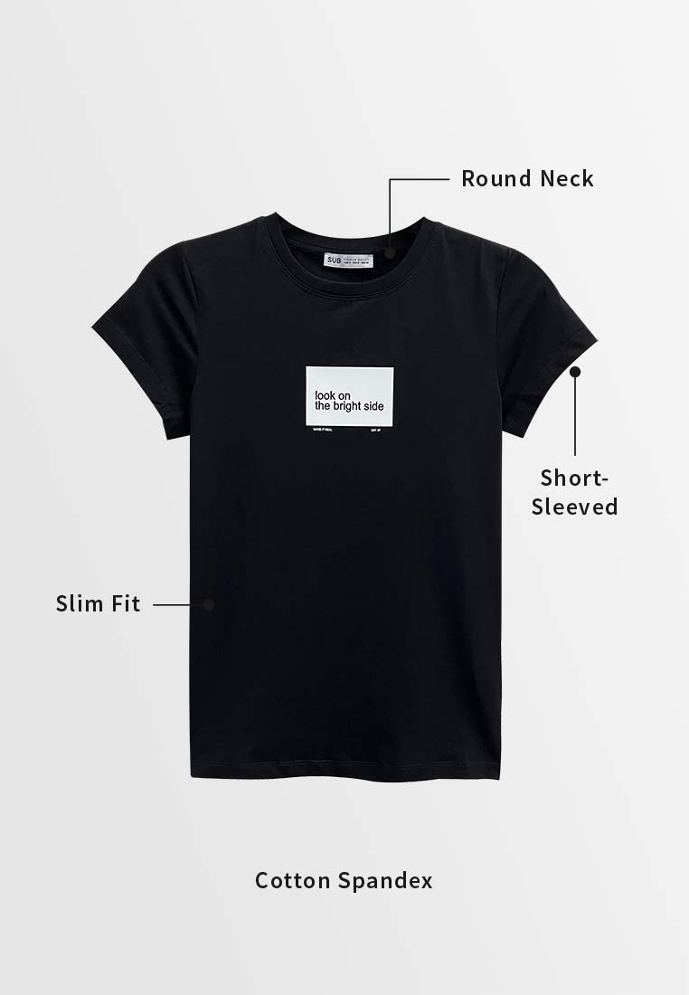 Women Short-Sleeve Graphic Tee - Black - M3W676