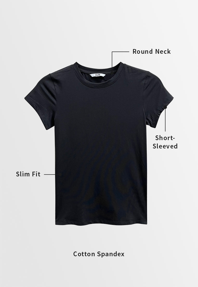 Women Short-Sleeve Basic Tee - Dark Grey - M3W682