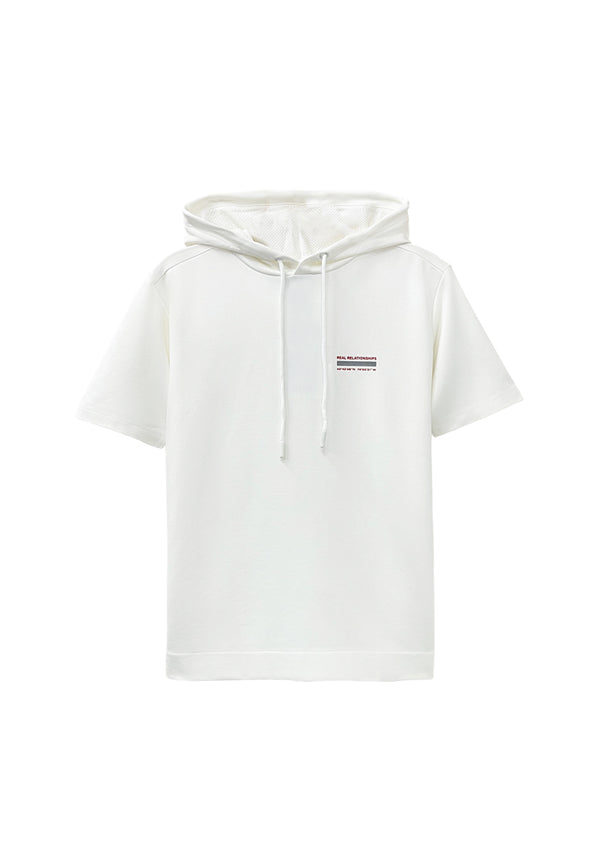 Men Short-Sleeve Sweatshirt Hoodie - White - H2M792