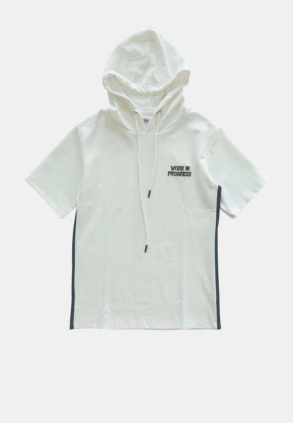 Men Short-Sleeve Sweatshirt Hoodie - White - H1M089