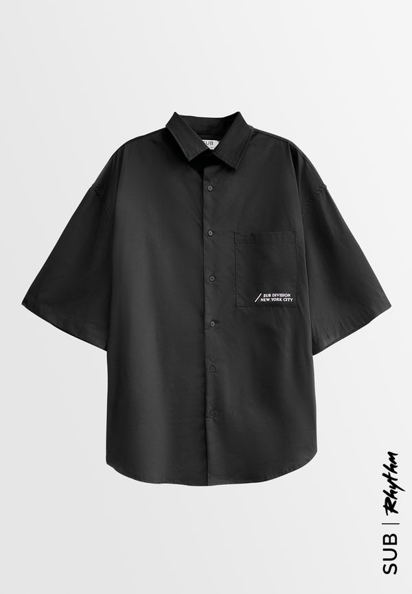 Men Oversized Short-Sleeve Shirt - Black - H2M494