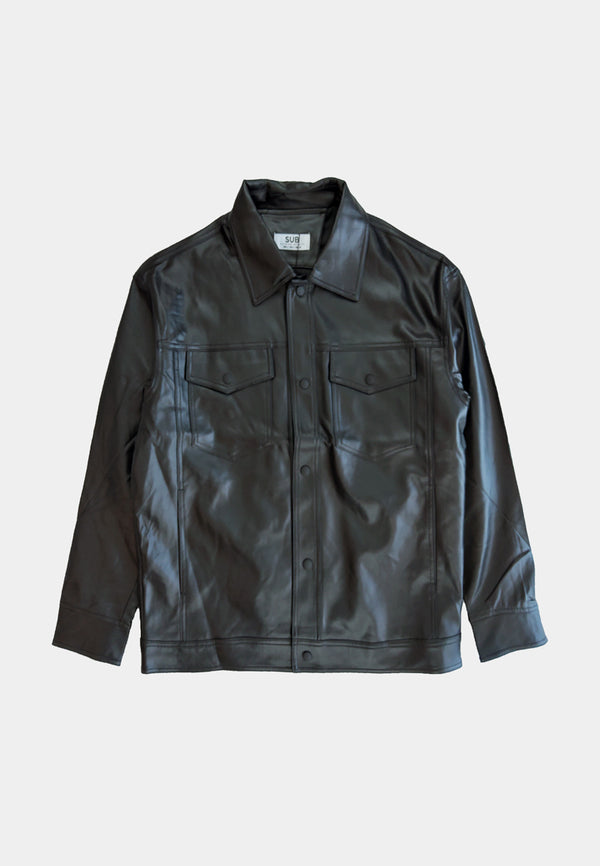 Men Leather Jacket - Black - H1M176