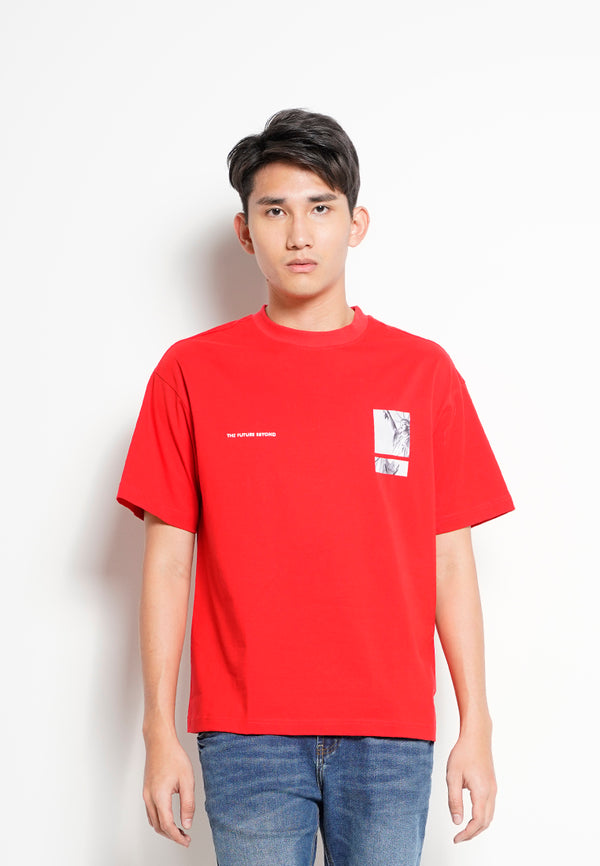 Men Oversized Short-Sleeve Graphic Tee - Red - H0M731
