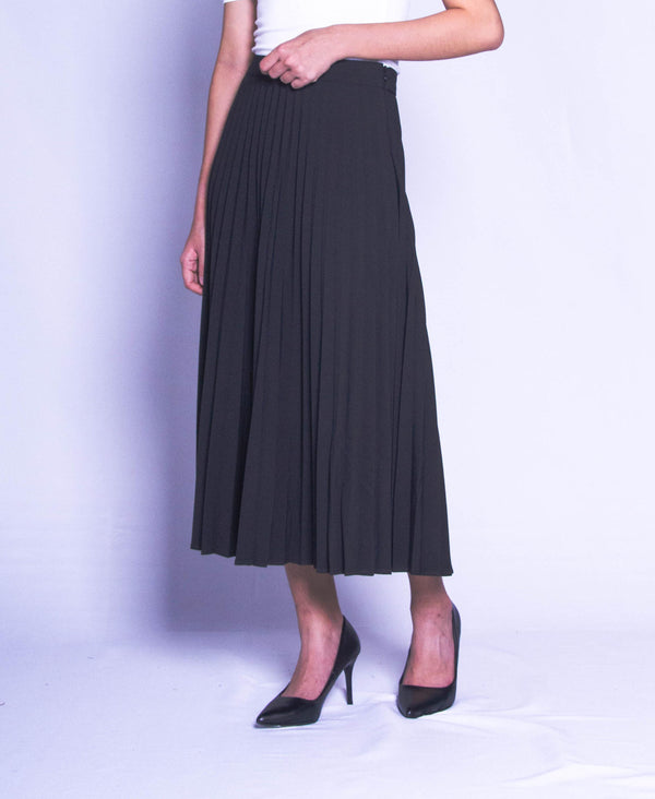 Women Pleated Skirt - Black - H9W398