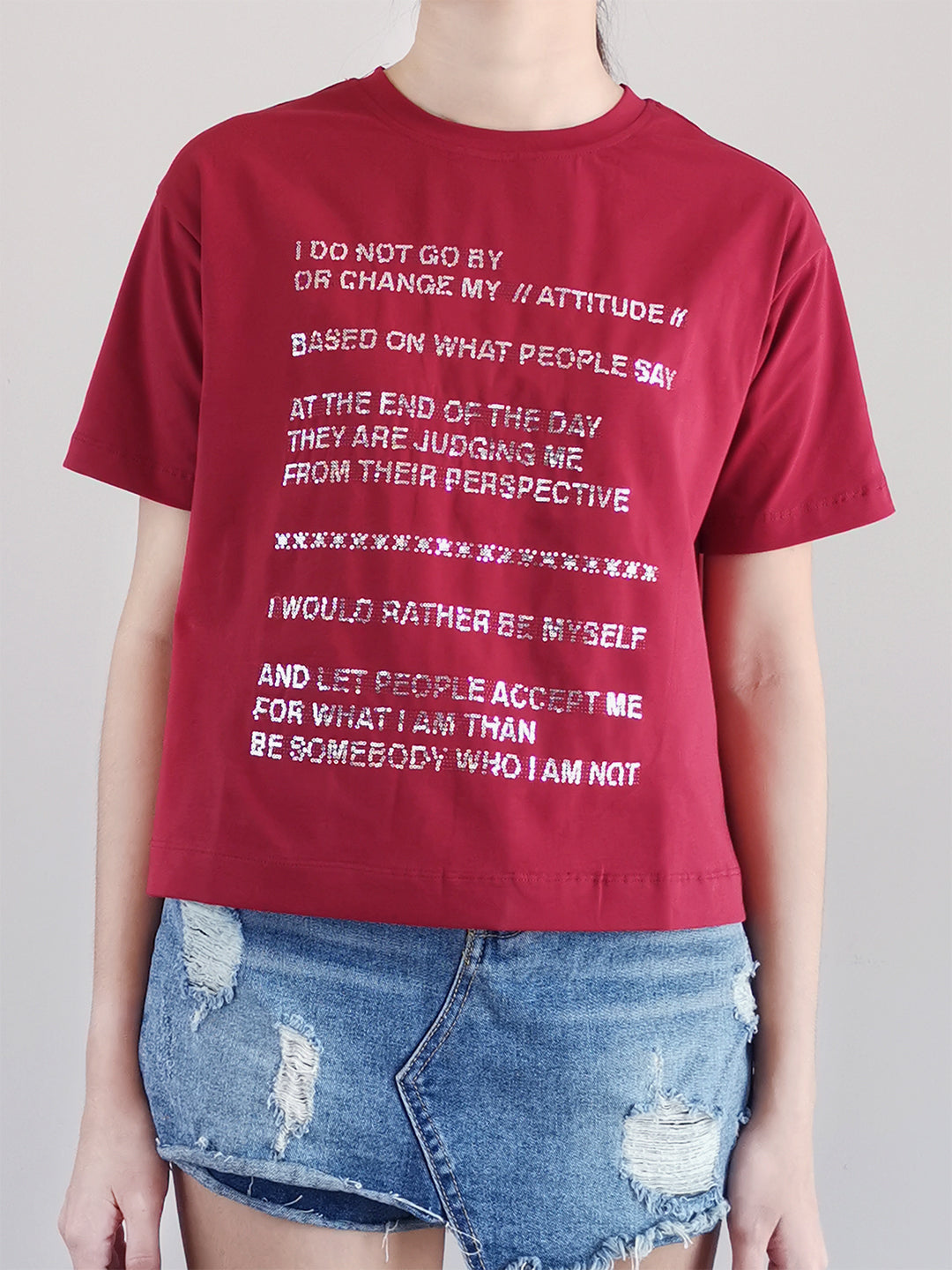 Women Fashion Tee - Red - M0W497